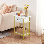 VECELO Nightstands, Industrial Side/End Tables with Drawer and Storage Shelf, Night Stands for Bedroom, Living Room, Wood Metal Furniture, Easy Assembly