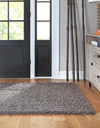 Unique Loom Solid Shag Collection Area Rug (5' 1" x 8' Rectangle Graphite Gray)