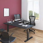 Stand Up Desk Store Crank Adjustable Height L-Shaped Standing Desk with Steel Frame (Black Frame/Black Top, 72" Wide)