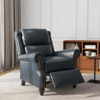 UIXE Faux Leather Pushback Recliner Chairs Set of 2, Overstuffed Armchair Push Back Accent Chair for Living Room, Rivet Trim Club Chair Home Theater Single Sofa Bedroom Side Reading Seat - Navy Blue