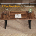 Tribesigns 70.86-Inch Large Executive Desk, Industrial Home Office Computer Desk, Simple Long Writing Study Table Business Furniture (Brown/Black)