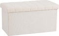 Seville Classics Cushioned Fabric Ottoman Hidden Storage Chest Footrest Chair, Padded Seat for Bedroom, Dorm, Loft, Living Room, Entryway, Hallway, White Boucle, 30" Bench