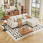 ZeeFu Sectional and Sofa Couches for Living Room - 78'' 3 Seater L-Shaped Modular Couch with Storage Ottoman - Modern Linen Fabric Upholstered Sofa Set for Small Space Apartment Office