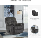 Signature Design by Ashley Rampant Casual Manual Rocker Recliner with Pillow-Top Arms, Gray