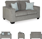 Signature Design by Ashley Altari Modern Loveseat with 2 Accent Pillows, Light Gray