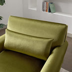 Merax Accent Chair with Circular Armrests, Upholstered Armchair Single Sofa with Vintage Roman Column Legs for Living Room, Bedroom, Study, Ergonomic Lumbar, Velvet, Green