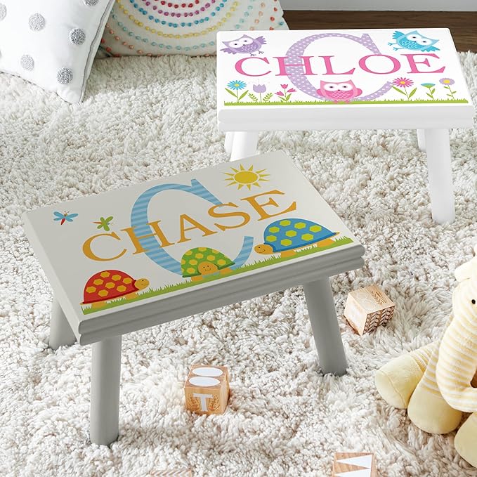 Let’s Make Memories Personalized My Own Name Step Stool - Children’s Step Stool - Sturdy Wood – Non-Toxic Paint, Sealer - Unicorn Design - Espresso - 14’Wx9.25”Lx8.75”H - Ages 3+