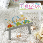 Let’s Make Memories Personalized My Own Name Step Stool - Children’s Step Stool - Sturdy Wood – Non-Toxic Paint, Sealer - Sports Design - White - 14’Wx9.25”Lx8.75”H - Ages 3+