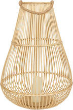 Alpine Corporation IWY108HH-L Outdoor Bamboo Lantern with LED Candle, Brown Finish for Patio and Garden Decor, 33" Tall