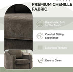 UIXE Swivel Accent Chair, Chenille Upholstered Arm Chair for Living Room, Modern Club Armchair Comfy Single Sofa Bedroom Reading Seat with Lumbar Pillow - Coffee