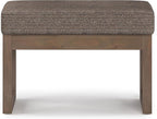 SIMPLIHOME Milltown 27 inch Wide Contemporary Rectangle Footstool Ottoman Bench in Mink Brown Tweed Look Fabric, Assembled, for the Living Room and Bedroom