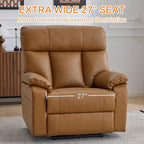 AEDI 450lbs Genuine Leather Power Recliner Chair for Big and Tall Adults Oversized Electric Reclining Sofa for Living Room,Extra Wide 27" Seat,USB Charging(Top Grain Leather,Camel)