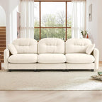 107" Sofas for Living Room, Comfy Chenille Fabric Cloud Sectional Couch, Modern Upholstered Deep Seat Sofa with Armrest Pillow, 3 Seater Couch for Small Spaces Apartment, Beige