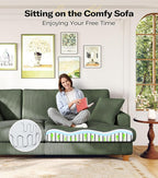 87in Corduroy Couch, Kidirect Sofa No Tool Assembly, Comfy Couches for Living Room 21in Deeper Seats, Corduroy Sofas for Living Room with 2 Pillows, Oversized Loveseat Sofa, Boho Love Seat Green Couch