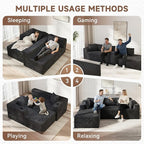 106" Cloud Couch Corduroy Modular Sectional Sofa L-Shape Boneless Couch with Wide Armrests and Cup Holders for Living Room Bedroom, No Assembly Required (Grey)