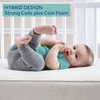 Sealy Baby Cozy Cool Hybrid Breathable Crib Mattress, GREENGUARD GOLD Certified, Made in USA, Cooling Foam, 2 Stage, Toddler Bed Fit, 204 Coils & Cotton Cover, Safety & Quality Tested, 52x28"