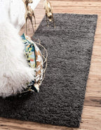 Unique Loom Solid Shag Collection Area Rug (2' 6" x 13' 1" Runner, Graphite Gray)