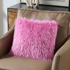 FUTEI Hot Pink Decorative Throw Pillow Covers 18x18 Inch Set of 2,Soft Cozy Faux Fine Wool Textured Cushion Case,Modern Home Luxury Decor for Couch Bed Living Room