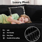 106" Cloud Sectional Couch with Chaise Lounge,L Shaped Modular Modern Sofa,Comfy Corduroy Fluffy Sofa with Deep Seat,No Assembly Required Couch for Living Room(Left,Plush Corduroy,Black)