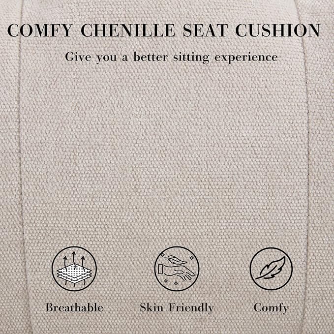 HEAH-YO Accent Chair Set of 2,Modern Vintage Living Room Chair for Bedroom with Button Tufted Back and Wood Legs,Upholstered Comfy Reading Chair for Makeup Vanity Cafe,Chenille Beige