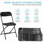 10 Pack Black Plastic Folding Chairs for Outside, Portable Stackable Commercial Metal Foldable Chairs with Steel Frame for Home Events Office Wedding Party, 350lbs Capacity