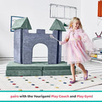 Yourigami Kids and Toddler Play Castle, Playroom Couch Add-On Set, Durable Modular Design, Blue Lagoon
