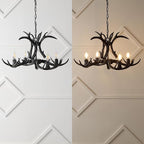 JONATHAN Y JYL6301D Eldora 26" Adjustable Resin Antler 4-Light LED Chandelier, Black for Living Room, Dining Room