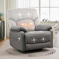 Power Swivel Rocker Recliner Chair with Massage and Heat for Adults, Electric Infinite Position Recliner with USB Charging Port, Corduroy and PU Leather Mixed Fabric, Easy Assembly (Grey)