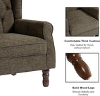 Accent Chair, Upholstered Armchair with Button Tufted High Back & Solid Wood Legs, Comfy Wingback Reading Single Sofa Chair for Small Spaces, Living Room, Bedroom (Taupe, Set of 1)