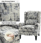 HULALA HOME Upholstered Wingback Recliner Chair, Small Adjustable Footrest Push Back Single Reclining Sofa, Mid Century Modern Lounge Armchair for Living Room, Bedroom, Reading/Grey