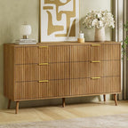 LYNSOM Fluted Dresser and Nightstand Sets 4 Piece, 2-Drawer Nightstands and 5/6 Drawers Dresser, Wood Bedroom Furniture Set for Home, Bedroom, Hallway, Natural Oak