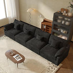 JACH Sectional Couches for Living Room, 4 Seater Cloud Sectional Couch with Deep Seat, Down Filled Modular Sofa, Covers Removeable & Washable, Sofas Furniture for Living Room, Black