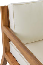 Christopher Knight Home Rossville Outdoor Club Chairs, Teak Finish + Beige