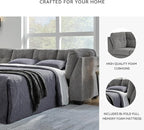 Signature Design by Ashley Marleton Contemporary Left-Arm Facing Tufted 2-Piece Sleeper Sectional with Chaise, Loose Seat Cushions and Bi-Fold Memory Foam Mattress, Full, Light Gray