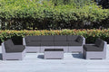 Ohana 7-Piece Outdoor Gray Patio Furniture Sectional Conversation Set with 6-inch Rainshield Water Protection Gray Cushions - No Assembly with Free Patio Cover