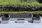 Ohana 7-Piece Outdoor Gray Patio Furniture Sectional Conversation Set with 6-inch Rainshield Water Protection Gray Cushions - No Assembly with Free Patio Cover