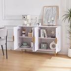 Sideboard Buffet Cabinets with Storage, 47.2" Modern Storage Cabinets with Relief Doors, Accent Cabinets with Adjustable Shelves, Wood Console Cabinet for Dining Living Room, Entryway, White