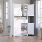 Tall Bathroom Storage Cabinet, 67" Narrow Storage Cabinet with Adjustable Shelves 2 Doors and 1 Drawers Modern Cabinet for Bathroom, Entryway, Living Room, Kitchen (White)