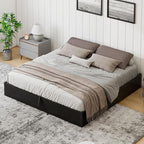 Lift Up Storage Bed Frame, Full Size Wooden Platform Bed with Large Storage Underneath, No Box Spring Needed, Noise Free, Black
