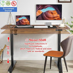 farexon Electric Standing Desk 55 x 24In with Charging Station, Stand up Desk with Oversized Mouse Pad, 2 USB Ports & 3 Power Outlets, 4 Caster, 4 Preset Heights Easy to Set（Brown）