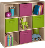 ClosetMaid Cubeicals 9 Cube Storage Shelf Organizer Bookshelf, Square Shape, Easy Assembly - Birch Wood Finish