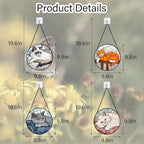 Stained Glass Window Hanging 4 Pcs Set Cute Cat 9.8" - Suncatcher Door Garden Sun Catcher Decor Birthday Mother's Day Christmas Comfort Gifts for Lost Pet Woman Nana Mom Men Friend