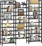 Homykic Bamboo Triple Wide Shallow Bookshelves and Bookcases, 6-Tier 6ft Tall Bookshelf with 17 Open Display Shelves, Super Large Freestanding Book Shelf for Home Office, Bedroom, Living Room, Black