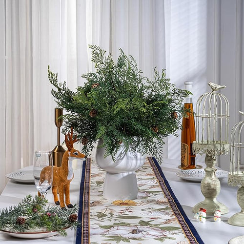 10PCS Artificial Pine Tree Branches, Green Pine Stem Real Touch Fake Greenery Green Plants Pine Needles DIY Accessories for Wreath Christmas and Home Garden Decor