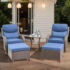 HUMMUH 6-Piece Outdoor Wicker Patio Furniture Set with Swivel Glider Chairs, Loveseat & Ottomans 5” Olefin Cushions Ergonomic Neck-Lumbar Backrest All-Weather Rattan for Garden, Deck, Porch