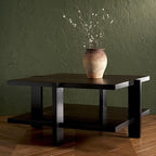 SAFAVIEH Couture Collection Quigley Black 2-Tier Square Coffee Table, Ideal for Living Room, Office, Bedroom