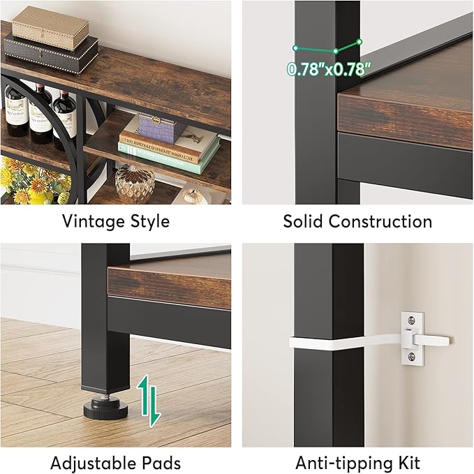 Tribesigns Bookshelf, Industrial 8-Tier Etagere Bookcases, 77-Inch Tall Book Shelf Open Display Shelves, Wood Look Accent Shelving Unit with Metal Frame for Home Office (2, Brown/Black)