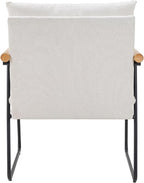 Accent Chair for Living Room,Arm Chair for Bedroom,with Wooden Arms, Wide Large Plus Size Cushion,Metal Frame,Reading Bedroom Chair Armchair for Home/Office/Cafe/Apartment/Waiting Room,White