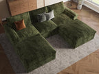EASE MOOSE Oversized Cloud Couch Sectional Sofa, U-Shaped Modular Couch for Living Room, Minimalist Boneless Convertible Couches with Ottoman, 5-Seat Deep Sofas for Bedroom, Chenille (Green)