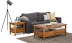 SIMPLIHOME Warm Shaker Coffee Table - 48 inch Wide Solid Wood Cocktail Table in Light Golden Brown, Transitional Living Room Table with 2 Storage Drawers and Open Shelf for Sitting Area or Lounge